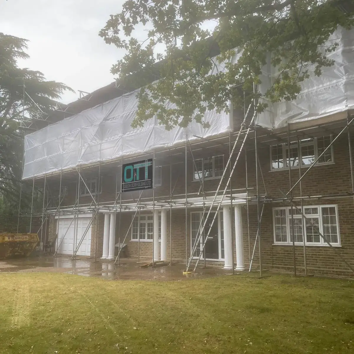 a building under construction with scaffolding around it